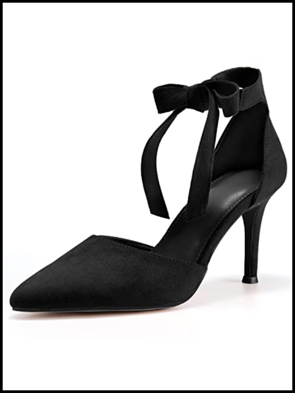 Women's Pointed Toe High Heel Pumps Ankle Tie Stiletto Suede Dress Office Party